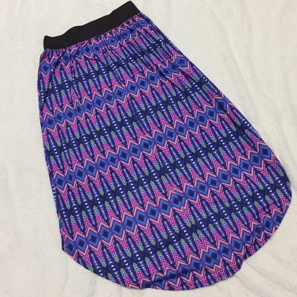 Multicolor Patterned High Low Boho Skirt